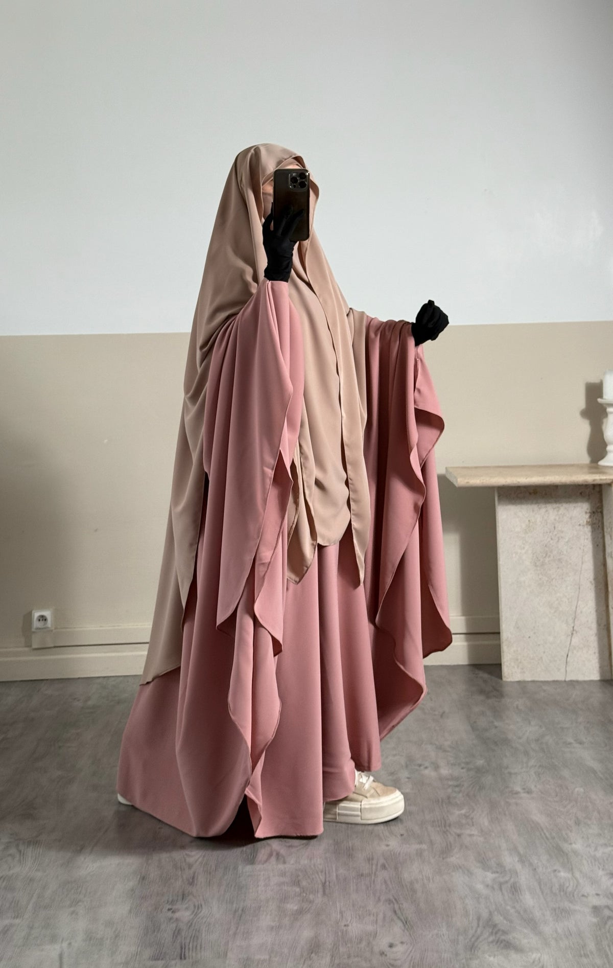 Abaya Maleeka Whool Peach déstockage