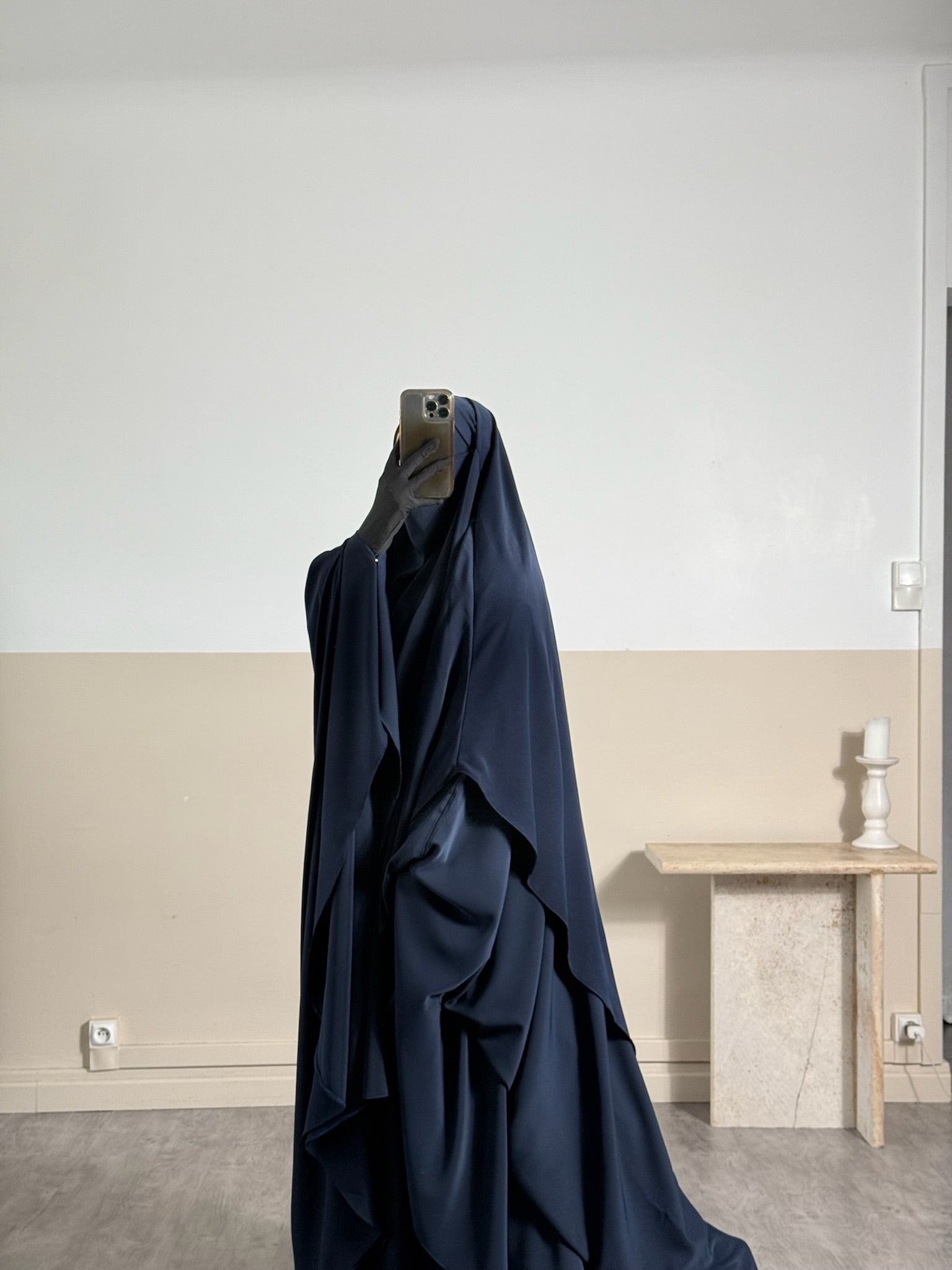 Khimar arrondi Maleeka Court (Soie de médine)
