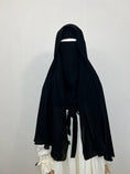 Charger l'image dans la visionneuse de la galerie, Cape à nouer Farasha courte + Niqab pull down Noir
