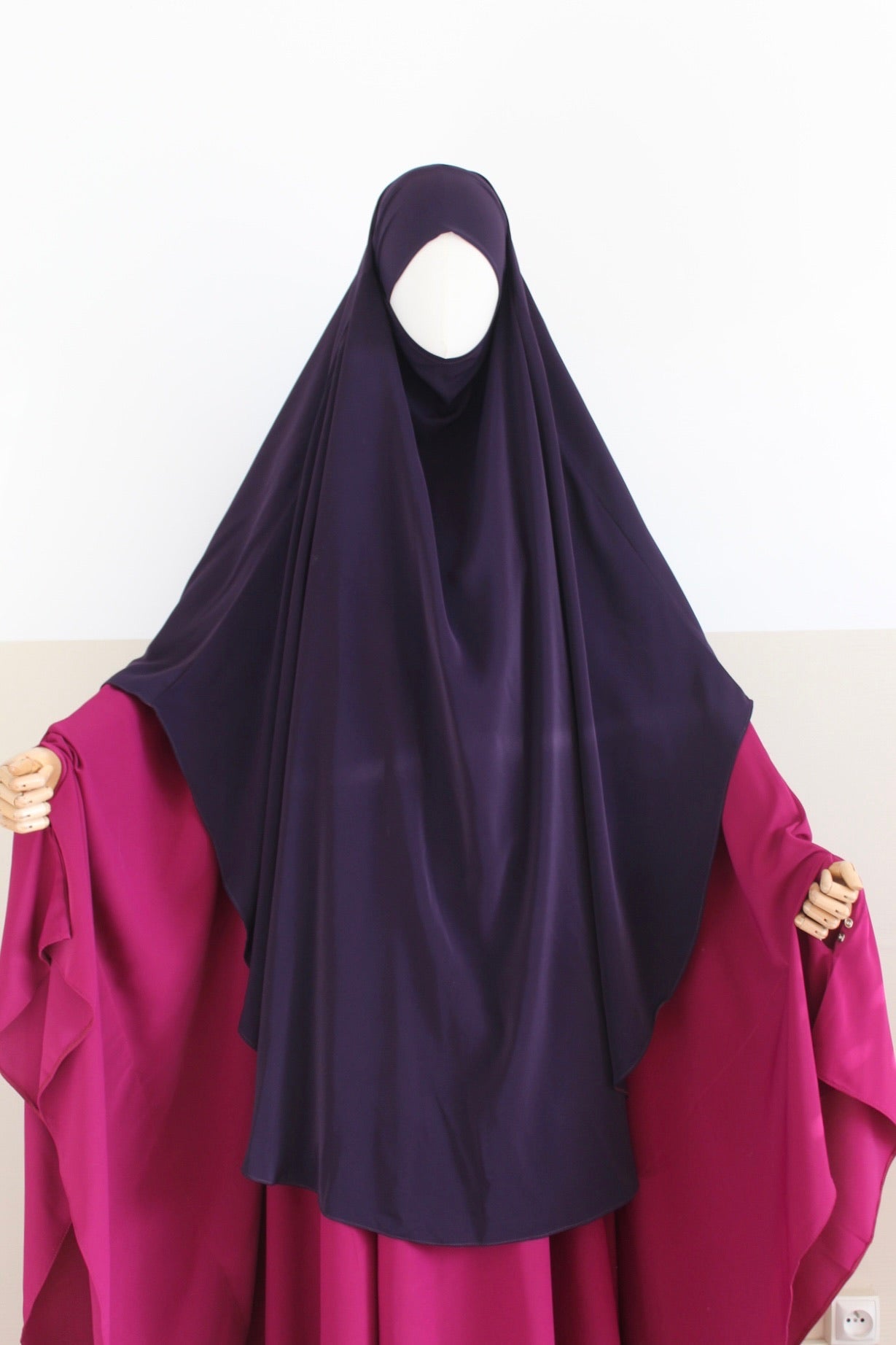 Khimar arrondi Maleeka Court (Soie de médine)