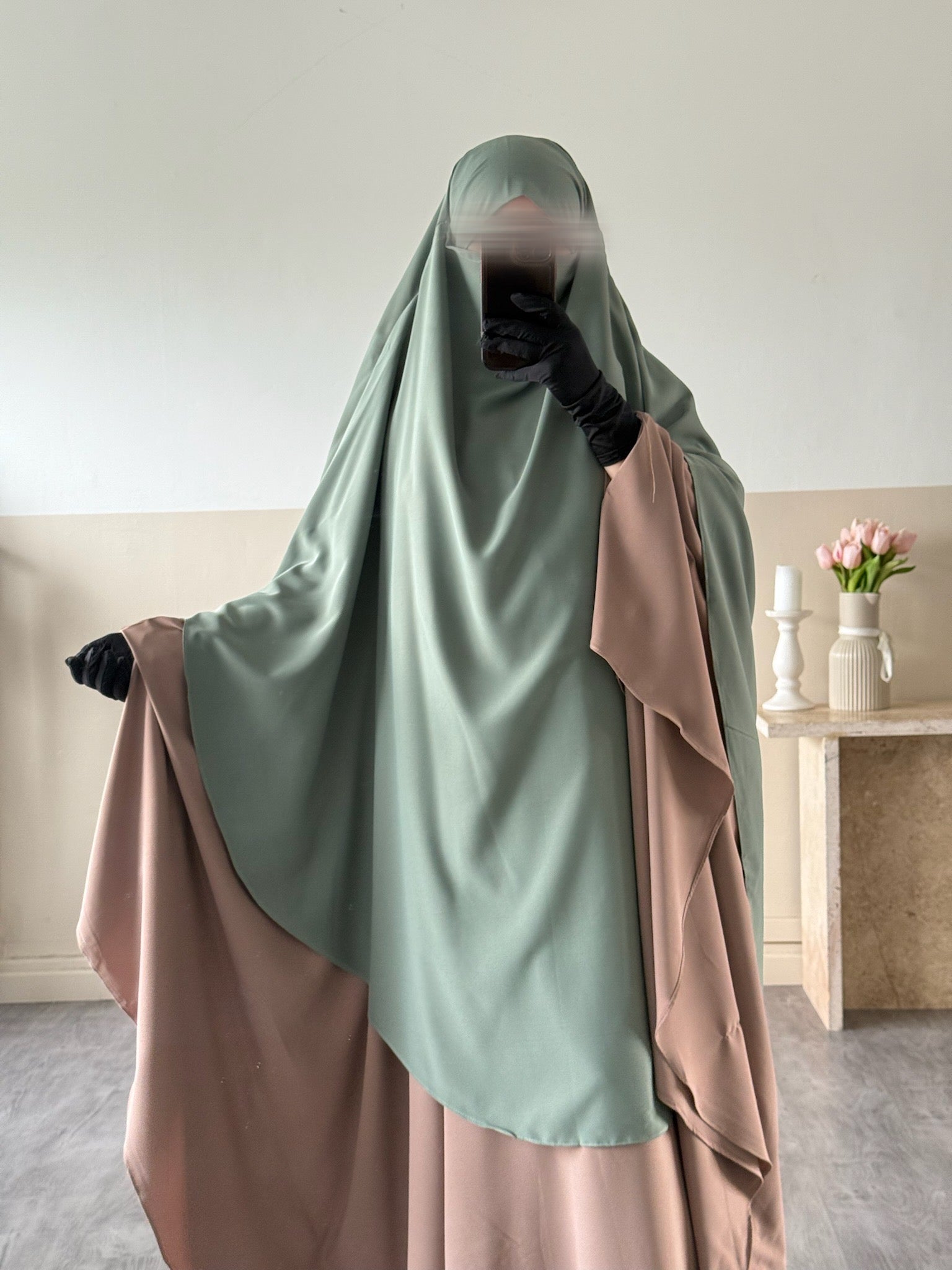 Khimar arrondi Maleeka Court (Soie de médine)