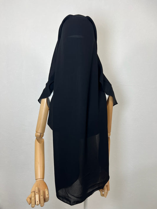 Niqab/sitar Zahra 90cm casquette sans fil  Lycra Noir