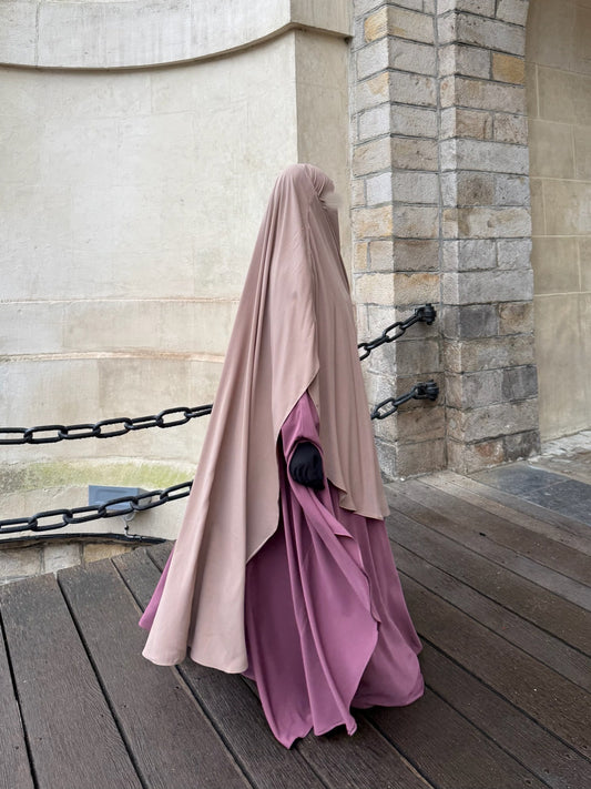 Khimar abgerundeter Maleeka (Whool-Pfirsich)