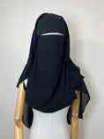 Charger l'image dans la visionneuse de la galerie, Niqab/Sitar Haya Pull down 3 voiles 90cm Noir
