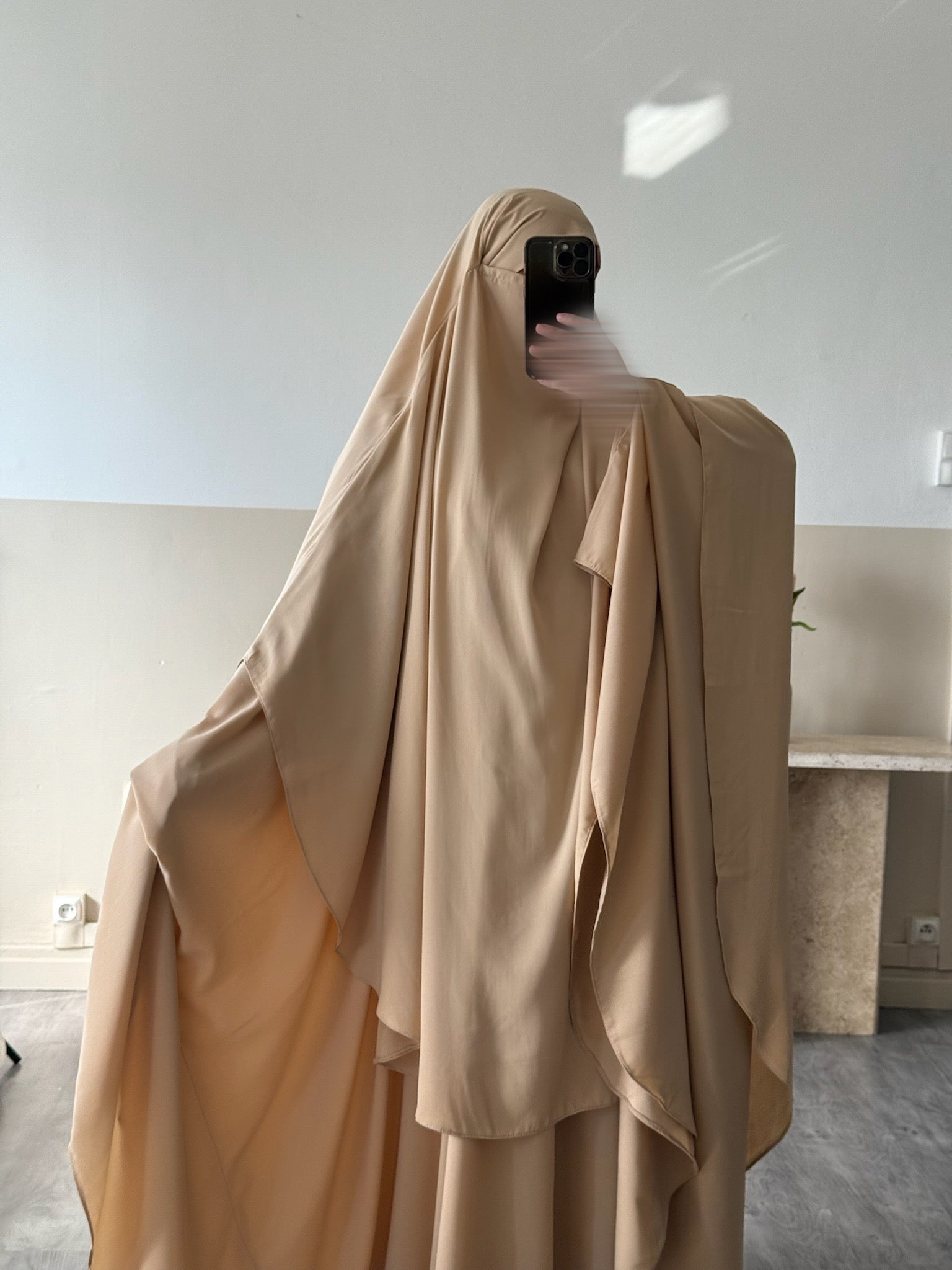 Khimar arrondi Maleeka court (Whool Peach)