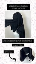Charger l'image dans la visionneuse de la galerie, Niqab/Sitar Haya Pull down 3 voiles 90cm Noir
