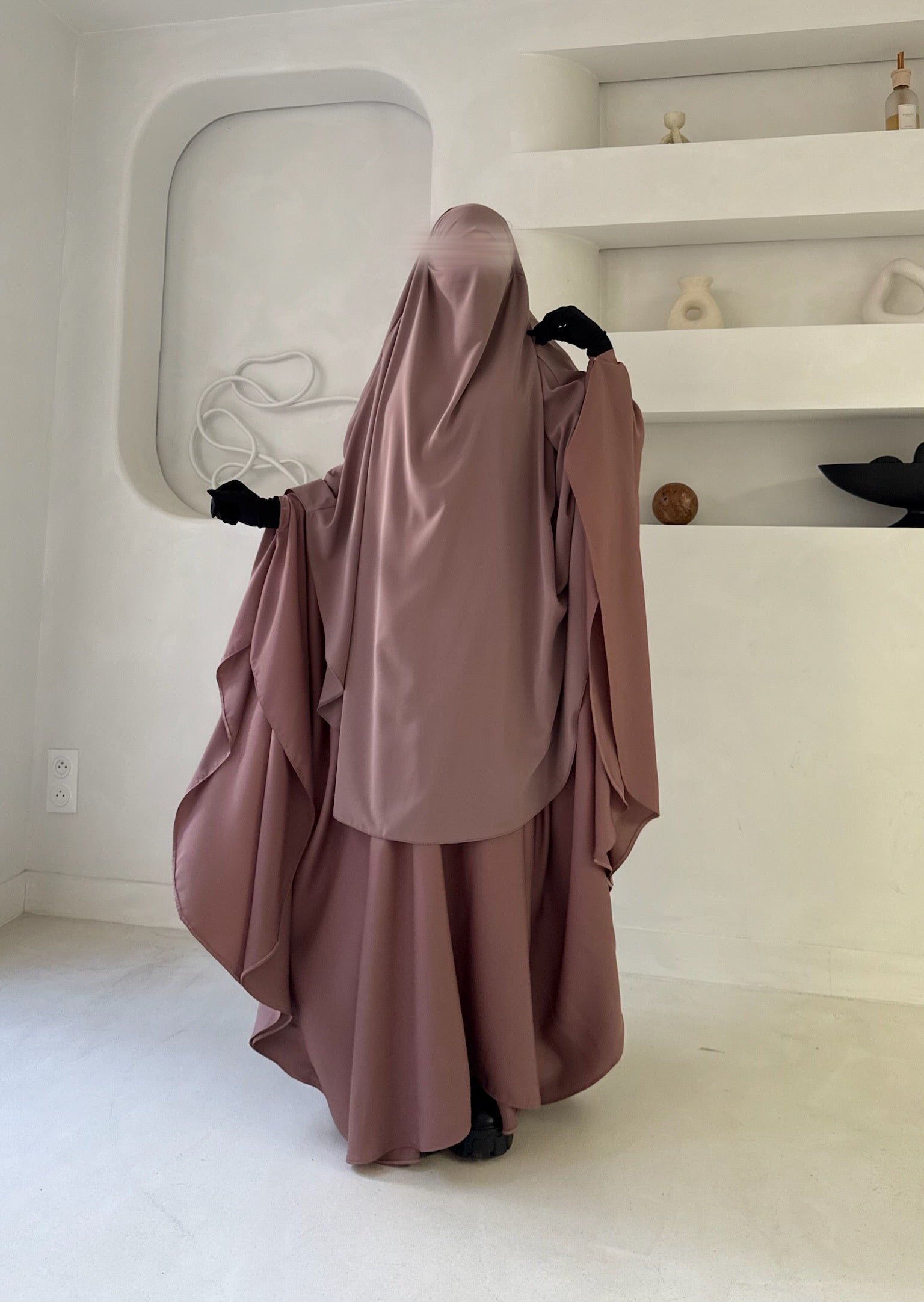 Khimar arrondi Maleeka Court (Soie de médine)