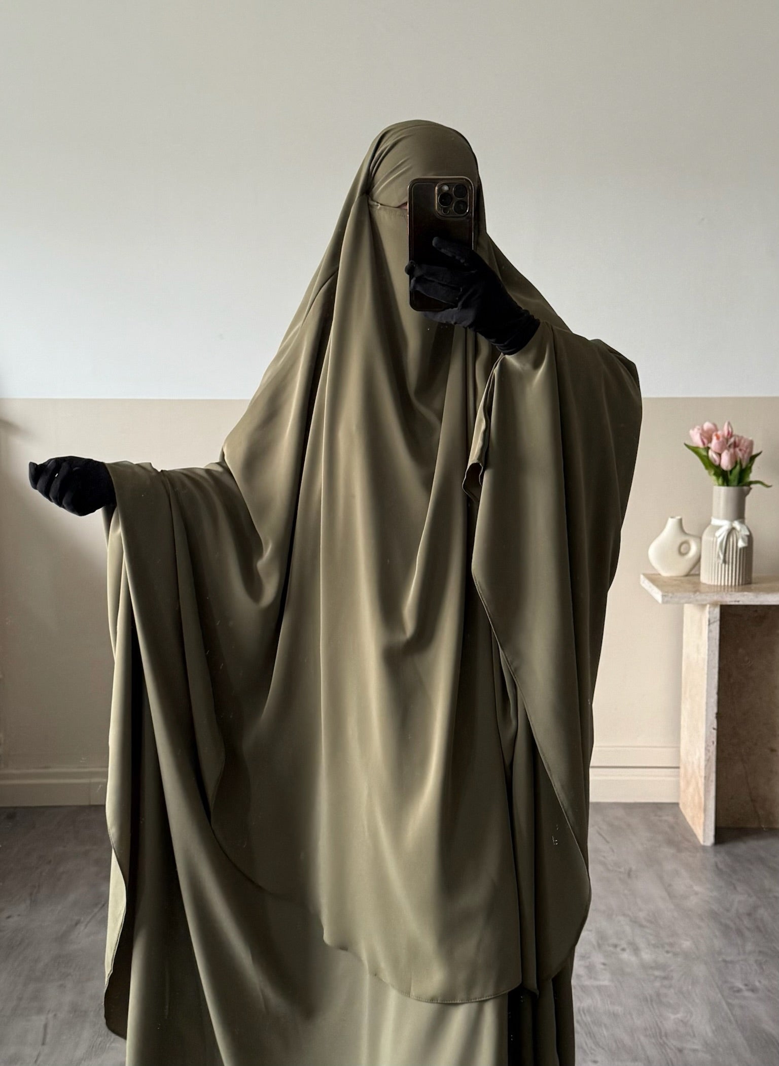 Khimar arrondi Maleeka Long (Soie de médine)