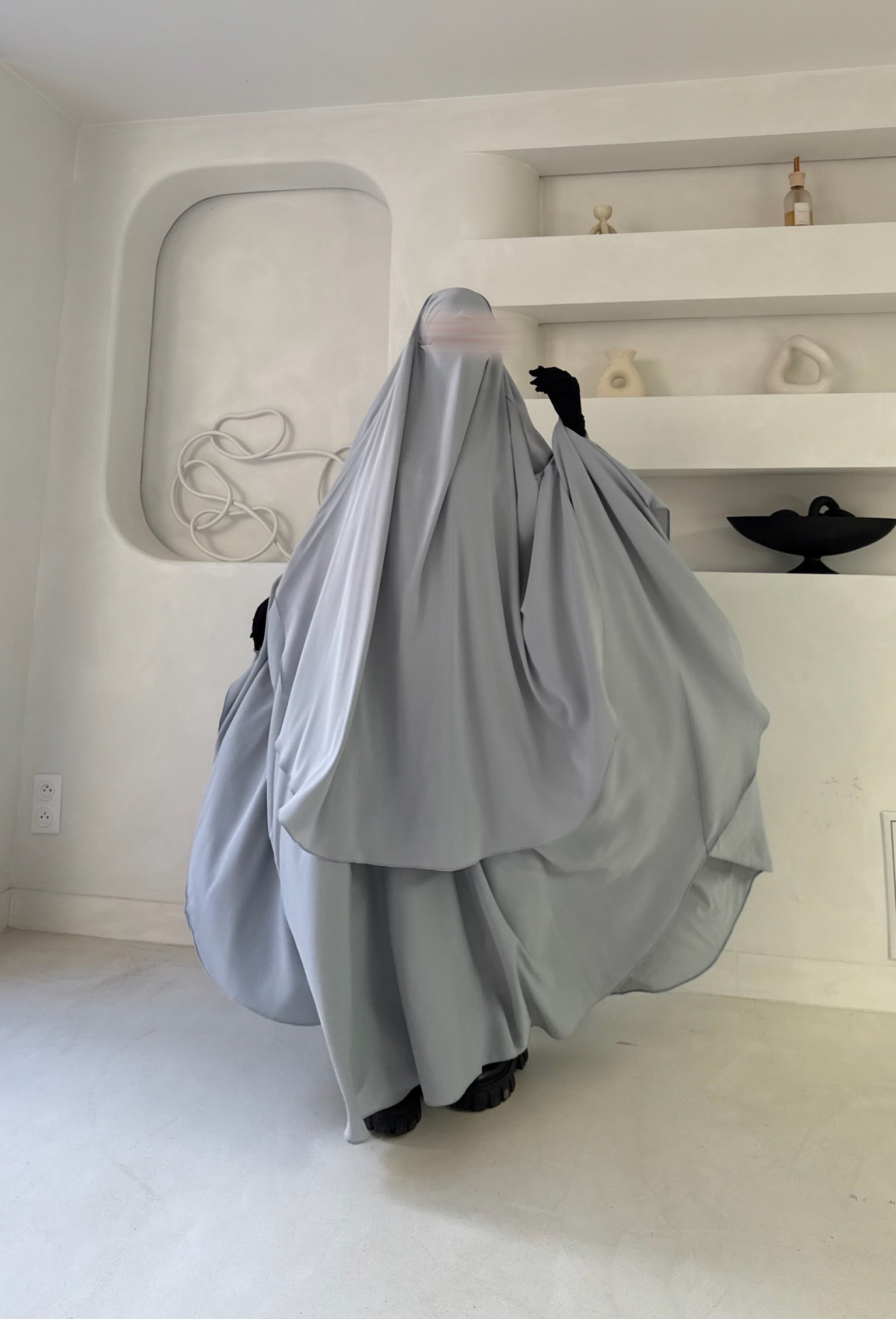 Khimar arrondi Maleeka Court (Soie de médine)