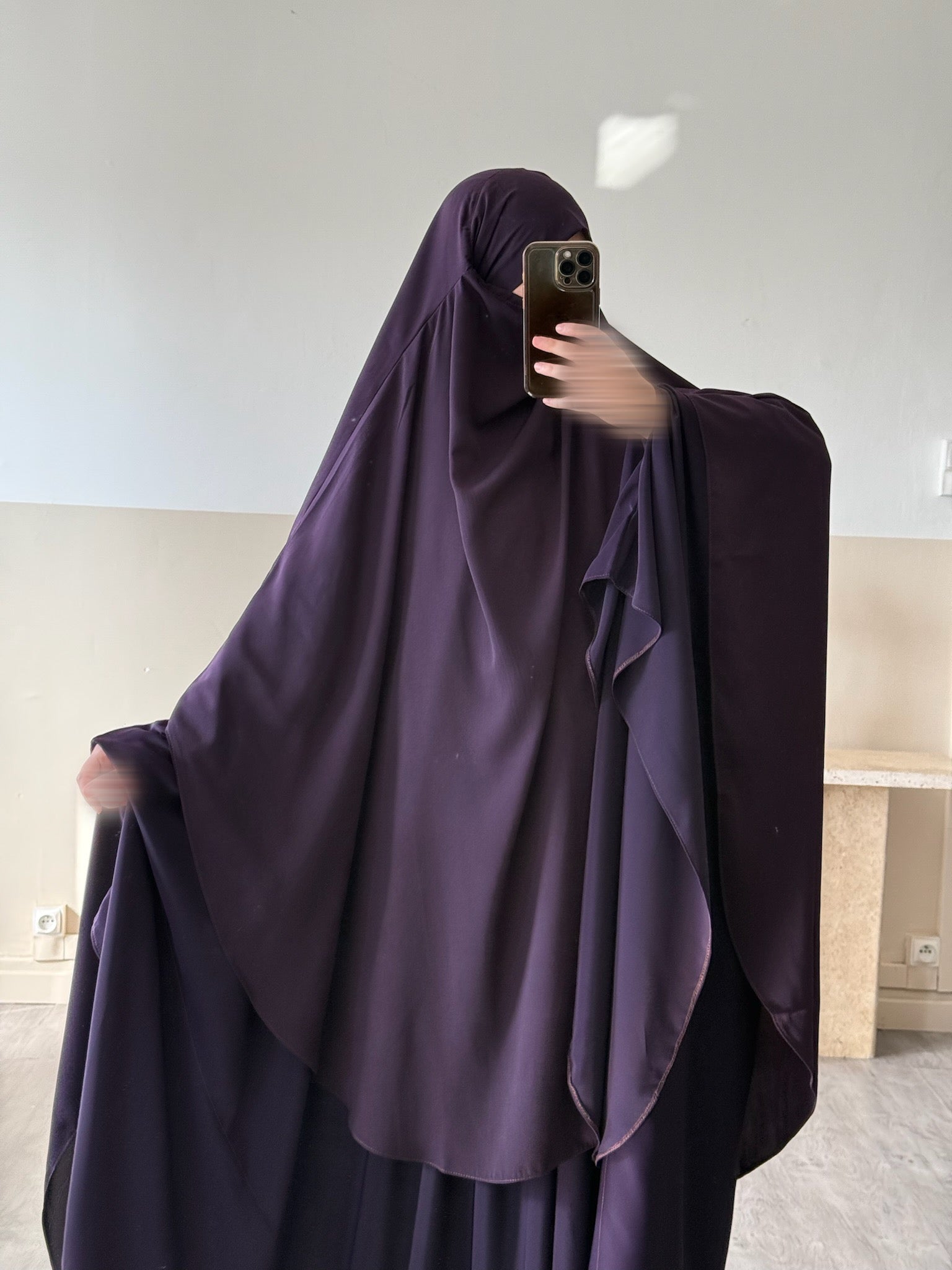 Khimar arrondi Maleeka court (Whool Peach)