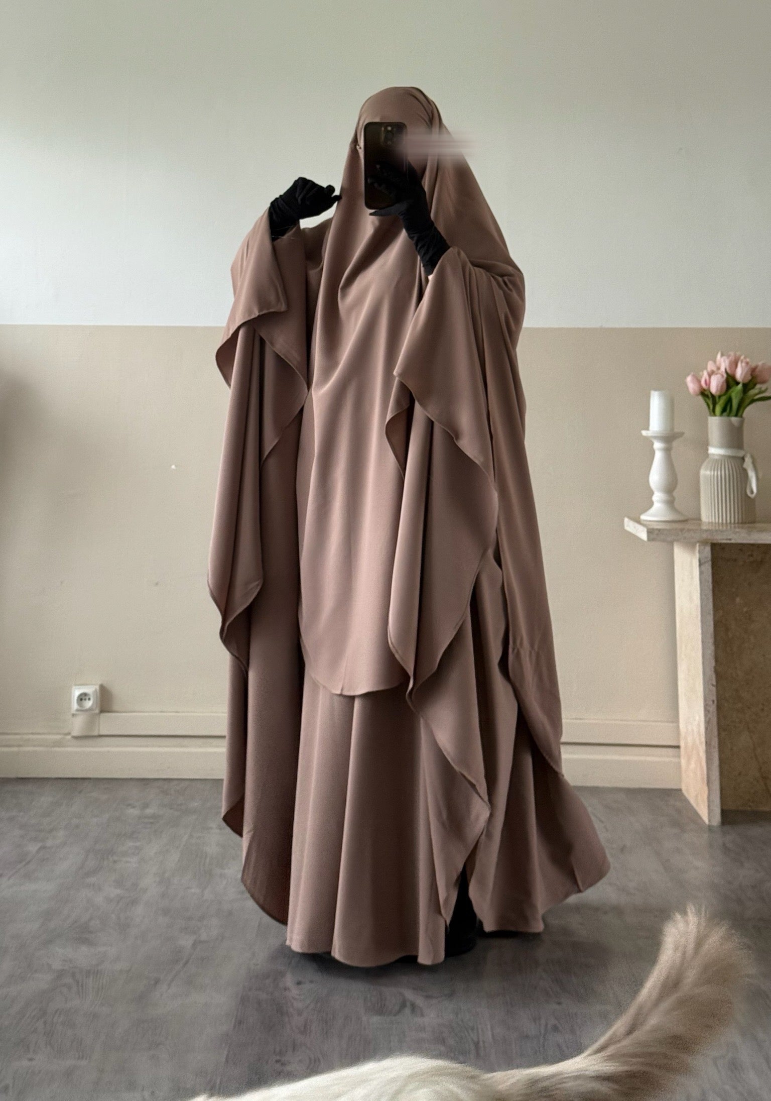 Khimar arrondi Maleeka Court (Soie de médine)