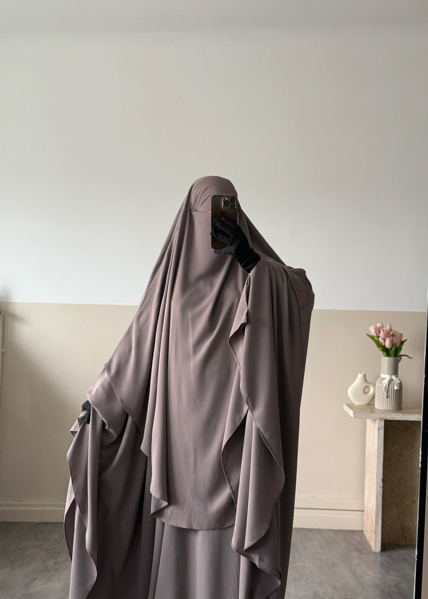 Khimar arrondi Maleeka Court (Soie de médine)