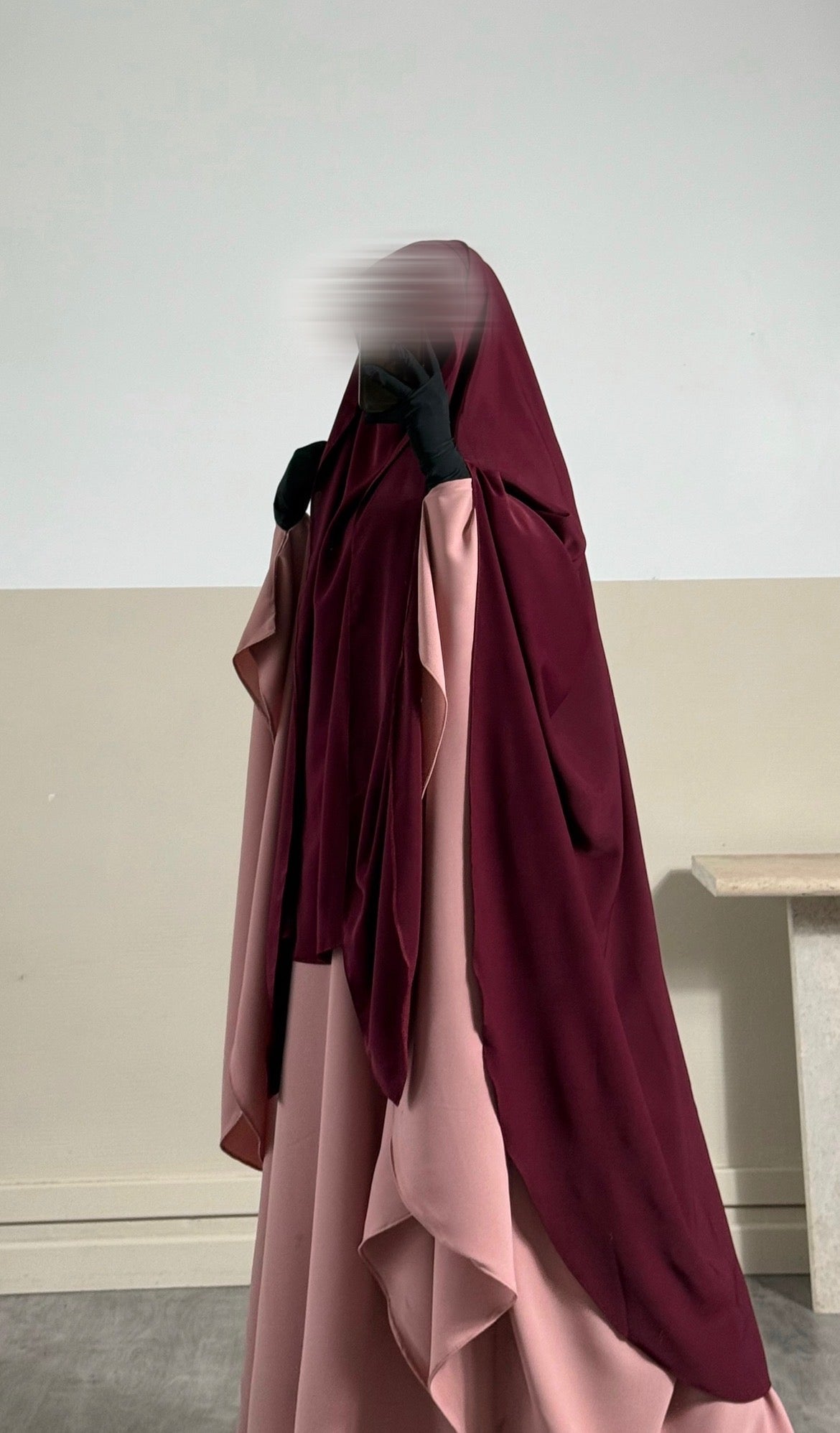Khimar arrondi Maleeka Court (Soie de médine)