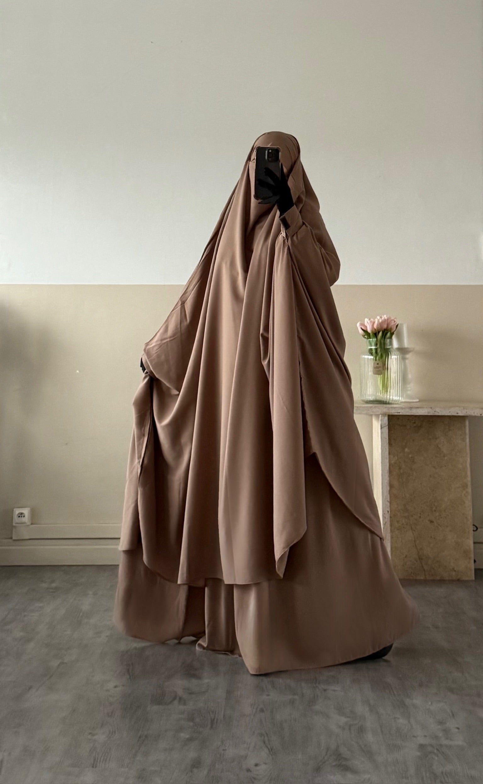 Jilbab 2 pièces Jupe Whool peach